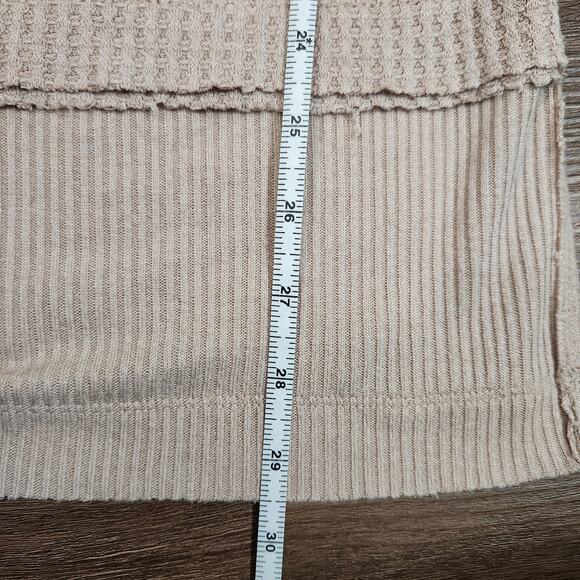 Free People We The Free Thermal Oversized Tunic Top M Tan Minimalist Casual - Picture 8 of 8